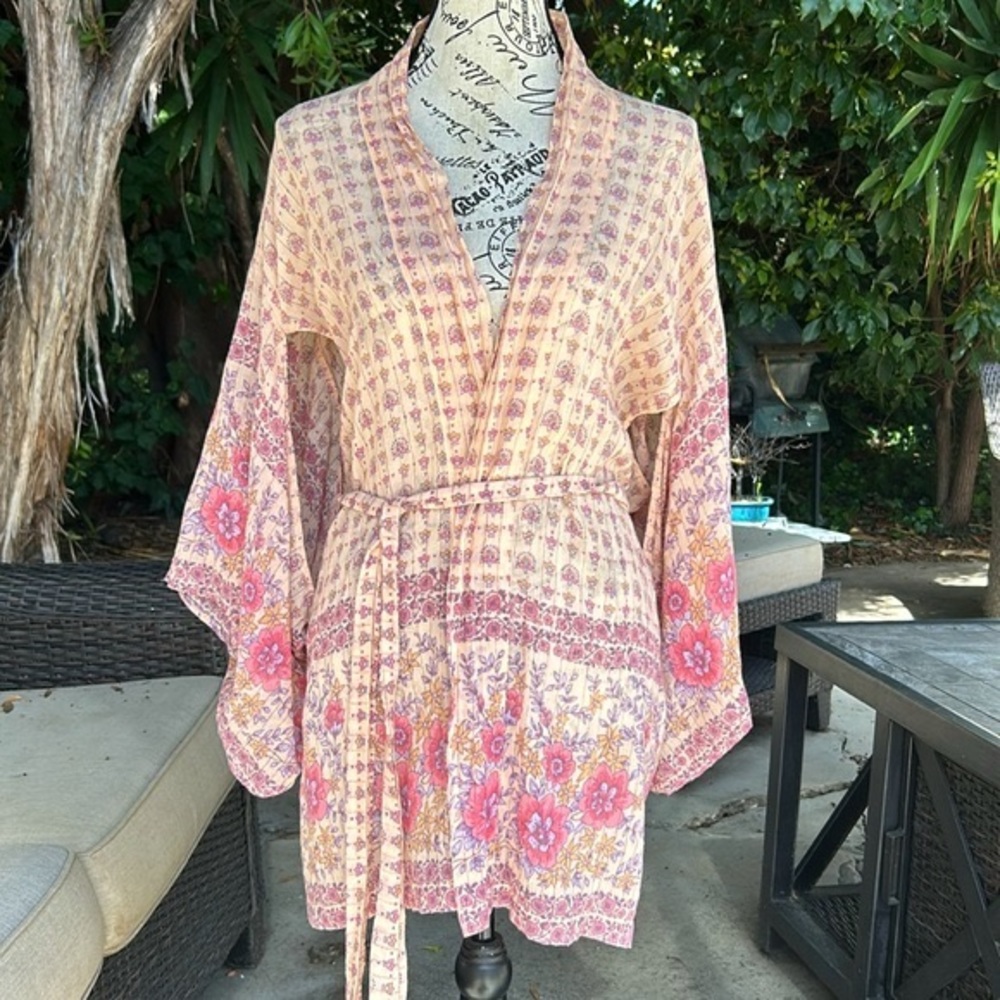 EUC Spell Vintage Desert Rose Short Kimono with tie one size - Picture 7 of 9